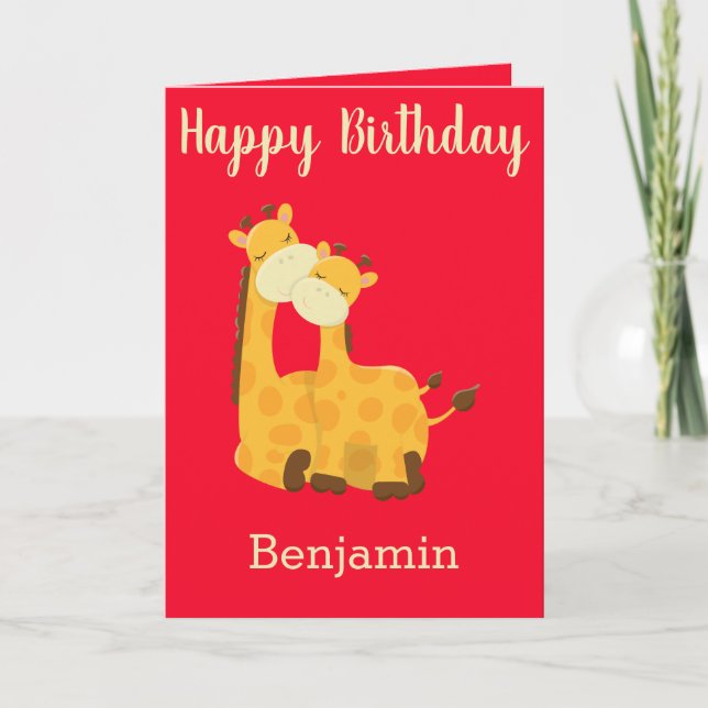 Carte Bébé Giraffe Cute Anniversaire (Devant)
