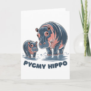 Carte Bébé Hippopotame Pygmée Mignon Moo Deng Zoo Drôle 