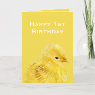 Carte Bébé jaune mignon poussette 1er Joyeux anniversair