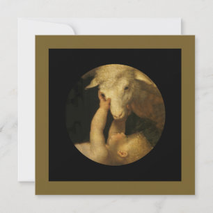 Carte Bébé Jésus Touchant le visage de l'agneau