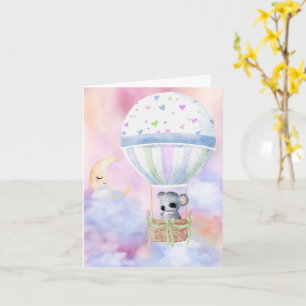 Carte Bébé Koala en ballon à air chaud Félicitations