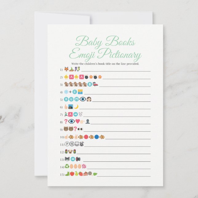 Carte Bébé Livres Emoji Pictionary Game Mint (Devant)