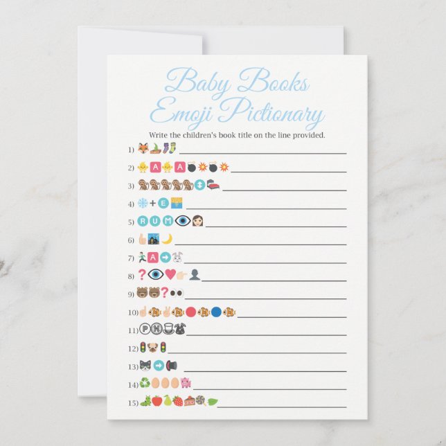 Carte Bébé Livres Emoji Pictionary Jeu Bleu (Devant)
