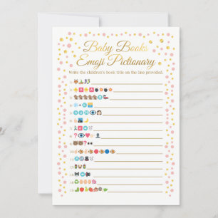 Carte Bébé Livres Emoji Pictionary Jeu rose et or