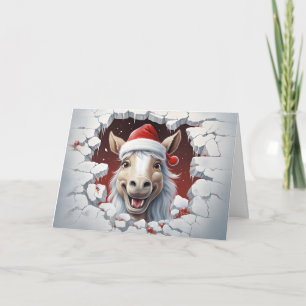 Carte Bébé mignon Animaux de Noël 3D Horse Salutation