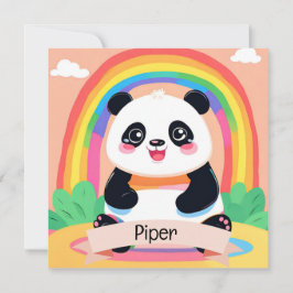 Carte Bébé mignon Panda arc-en-ciel