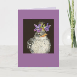 Carte bébé mockingbird avec casquette violet