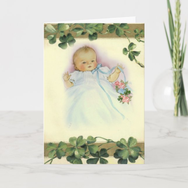 Carte Bébé ou fille d'anniversaire du jour de St Patrick (Devant)