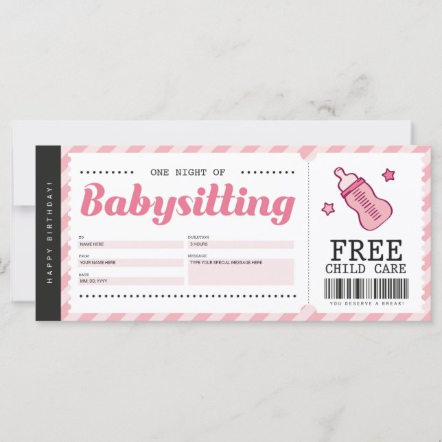 Carte Bébé Pink Coupon Certificat (Devant)