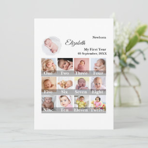 Carte Bébé première année 12 mois photo collage étapes i