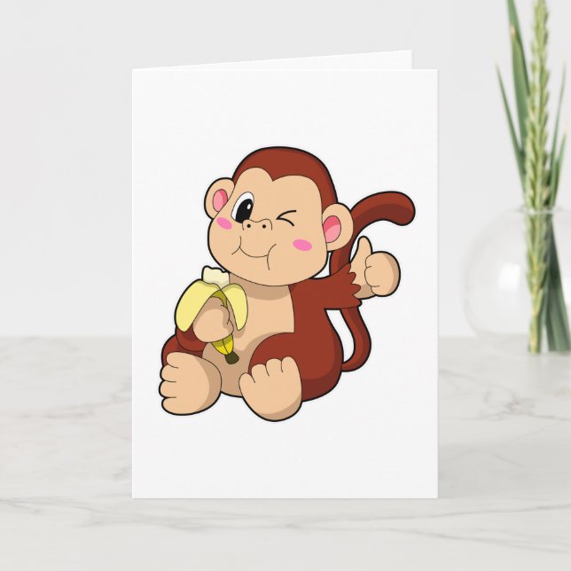 Carte Bébé singe avec banane (Devant)