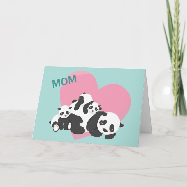 Carte Bébés ours pandas mignons pour la fête des mères (Devant)