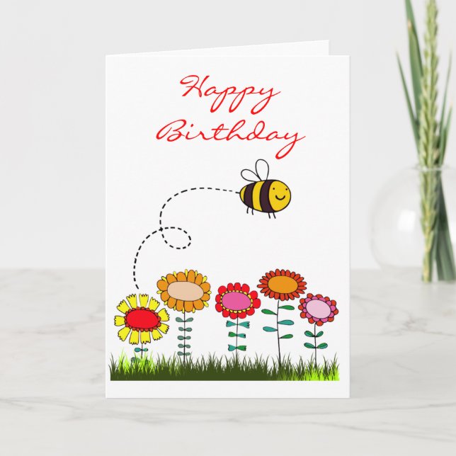 Carte Bee Buzzing a Flower Garden Anniversaire (Devant)