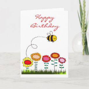 Carte Bee Buzzing a Flower Garden Anniversaire