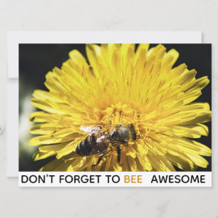 Carte Bee fantastique abeille inspirante sur le pissenli