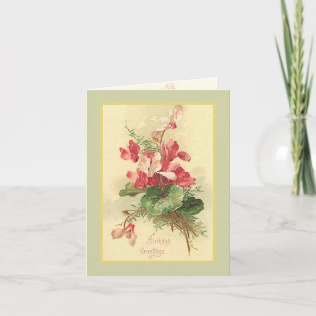 Carte Begonia Vintage Anniversaire Salutations (Devant)