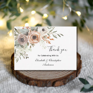Carte Beige Floral verdure Merci Mariage botanique