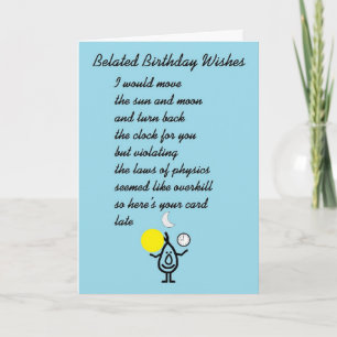 Carte Belated Birthday Wives - un poème d'anniversaire a