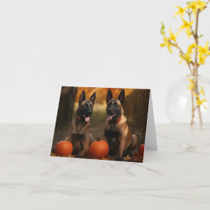 Carte Belge Malinoi Puppy Automne Citrouille de plaisir