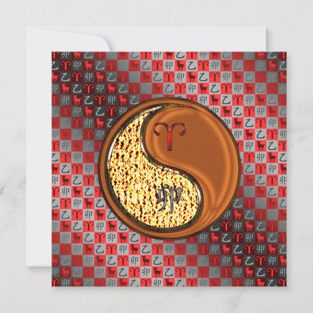 Carte Bélier et lapin de bois. (Devant)