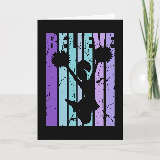 Carte Believe Girls Cheerleader Birthday Retro (Devant)
