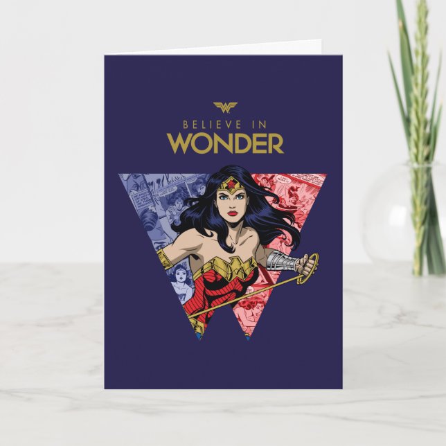 Carte "Believe In Wonder" Wonder Woman Lasso Comic Logo (Devant)