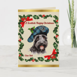 Carte Bell Scottie Dog Xmas personnalisé
