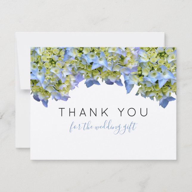 Carte Bella Blue Hydrangea Floral Merci plat (Devant)