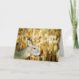 Carte Belle Aquarelle de cerf blanc Buck Anniversaire