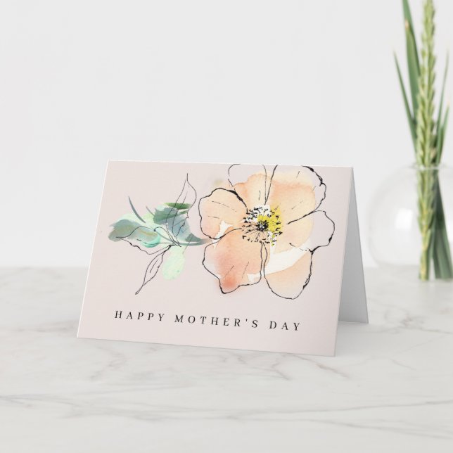 Carte Belle aquarelle Fleur Joyeuse fête des mères (Devant)