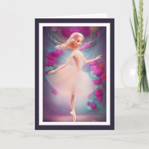 Carte Belle Ballerina et danse Rose de ballet Floral