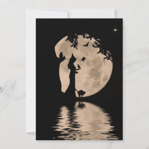 Carte Belle bénédiction de Samhain avec sorcière et anim