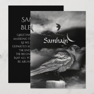 Carte Belle bénédiction de Samhain Lune Corbeau Corneill