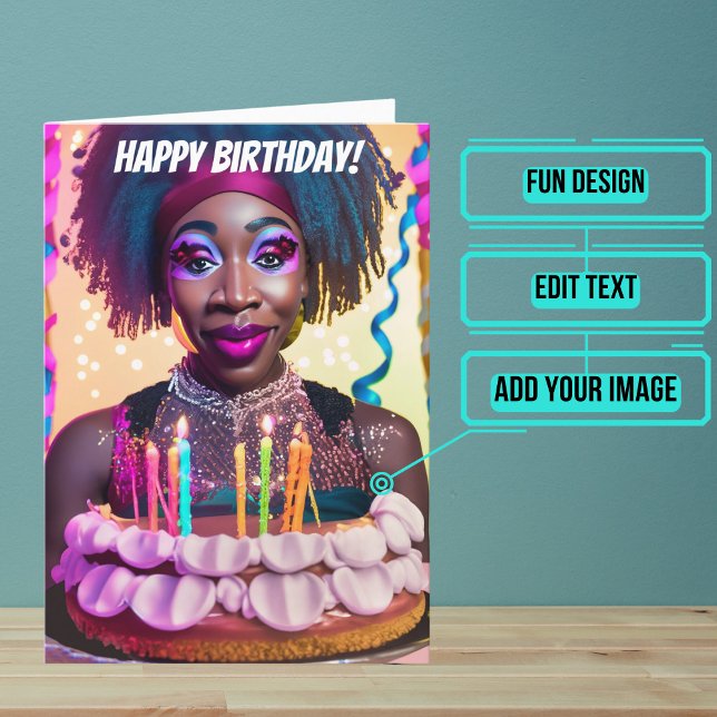 Carte Belle Black Drag Queen drôle Anniversaire (Make sure their LGBTQ+ birthday is as gay as they are.)