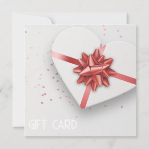 Carte Belle boîte à cadeaux Red Bow White Heart Card