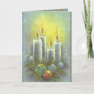 Carte Belle Bougies de Noël Vintage Ornements