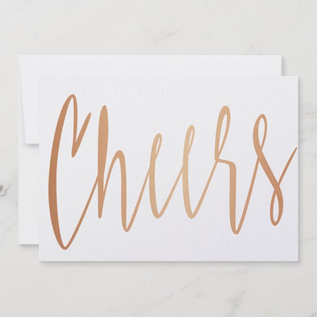 Carte Belle calligraphie or rose "Cheers" (Devant)