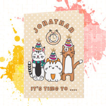 Belle Caricature de chat Drôle Dit Anniversaire