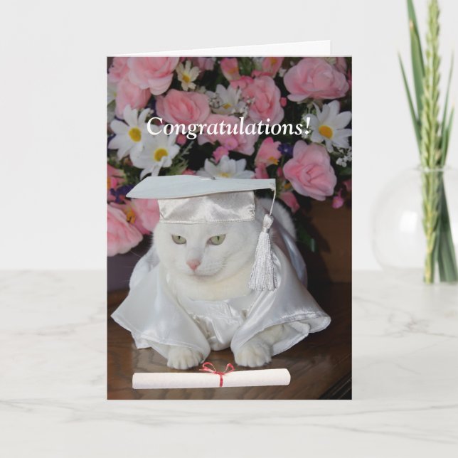 Carte Belle Chat Personnalisable Diplôme Féminin (Devant)