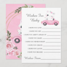 Belle Chat Rose Vintage Voiture Voeux Pour Baby Ca