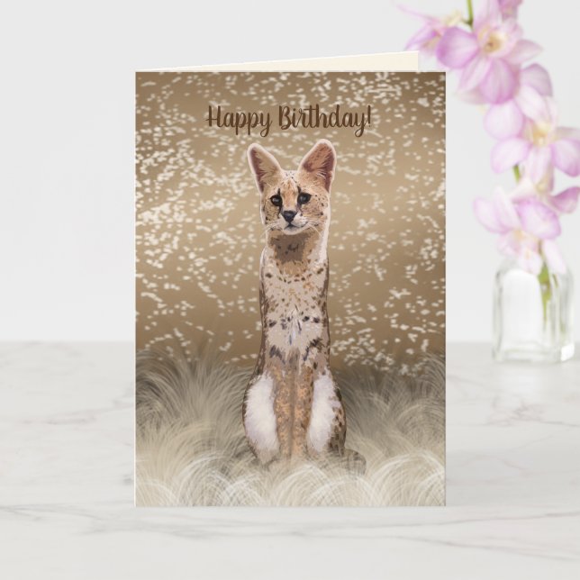 Carte Belle Chat Serval Africain Sauvage (Orchidée)