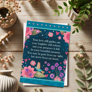 Carte Belle Citation Sympathie Bleu Joli Coeur Floral