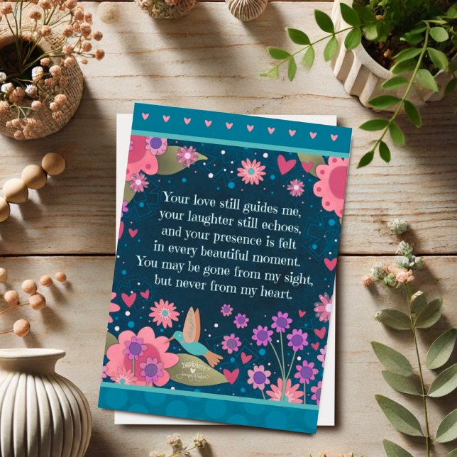 Carte Belle Citation Sympathie Bleu Joli Coeur Floral (Créateur téléchargé)