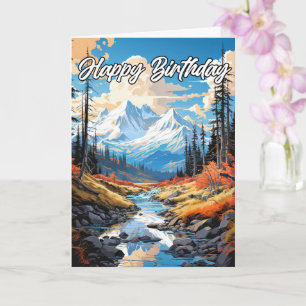 Carte Belle Crique En Automne   Joyeux anniversaire