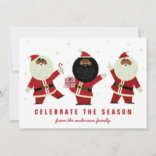 Carte Belle danse rouge et blanche Santas noirs