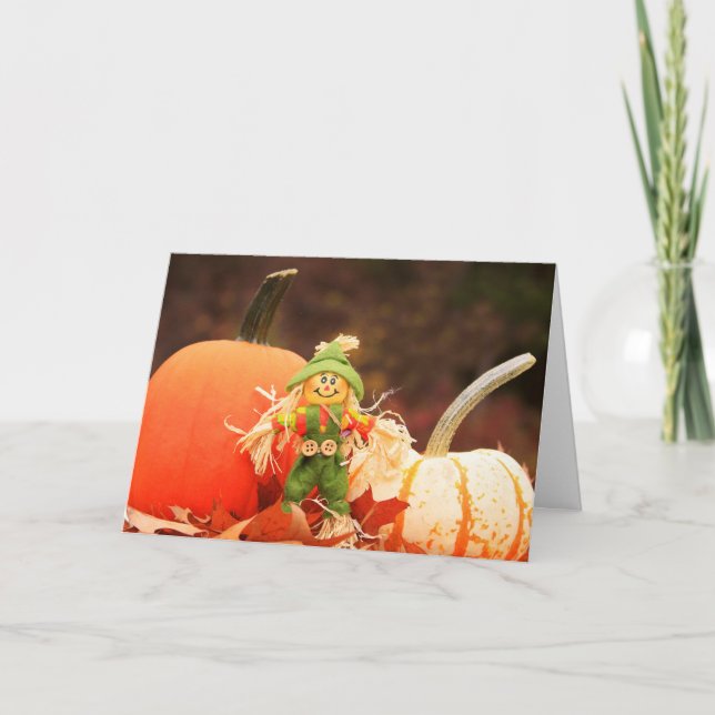 Carte Belle Écarette Et Citrouille Anniversaire D'Automn (Devant)