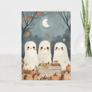 Carte Belle Fantômes et Citrouilles Whimsical Halloween 