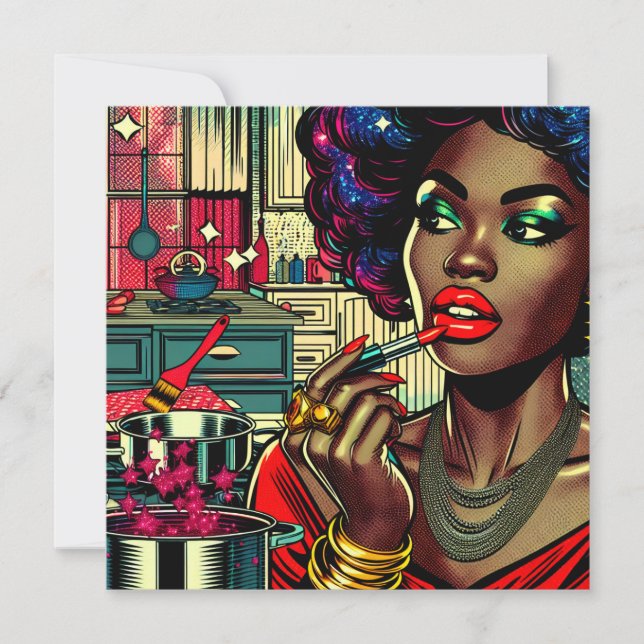 Carte Belle Femme Monter sur le bâton de lèvres (Devant)