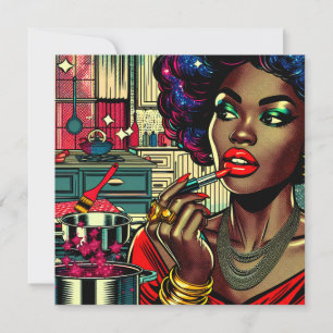 Carte Belle Femme Monter sur le bâton de lèvres