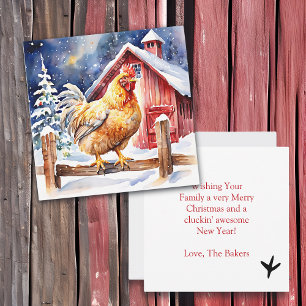 Carte Belle fête du poulet Cluckin' Bon Noël